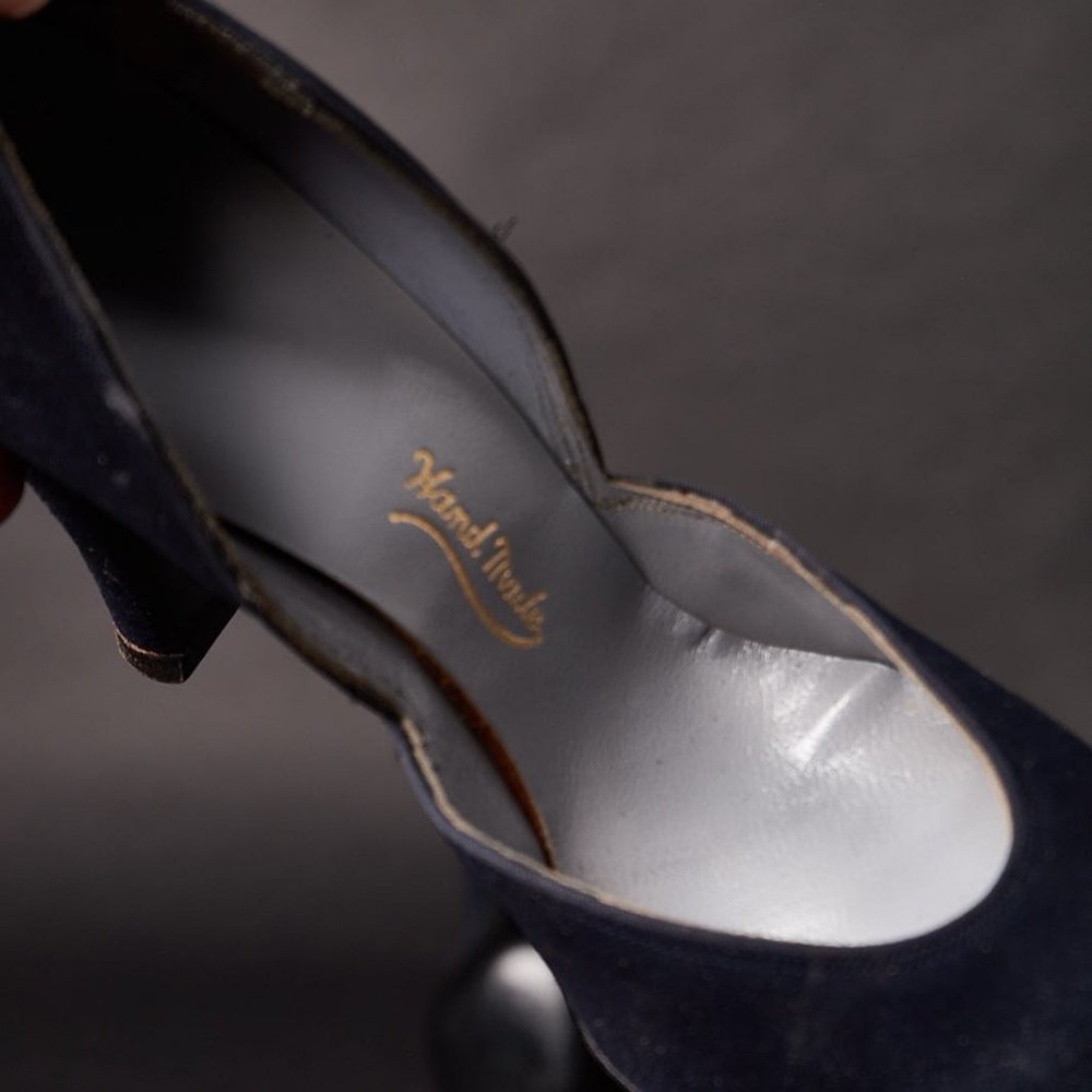 1950 Deep Blue Velvet Heels Pumps